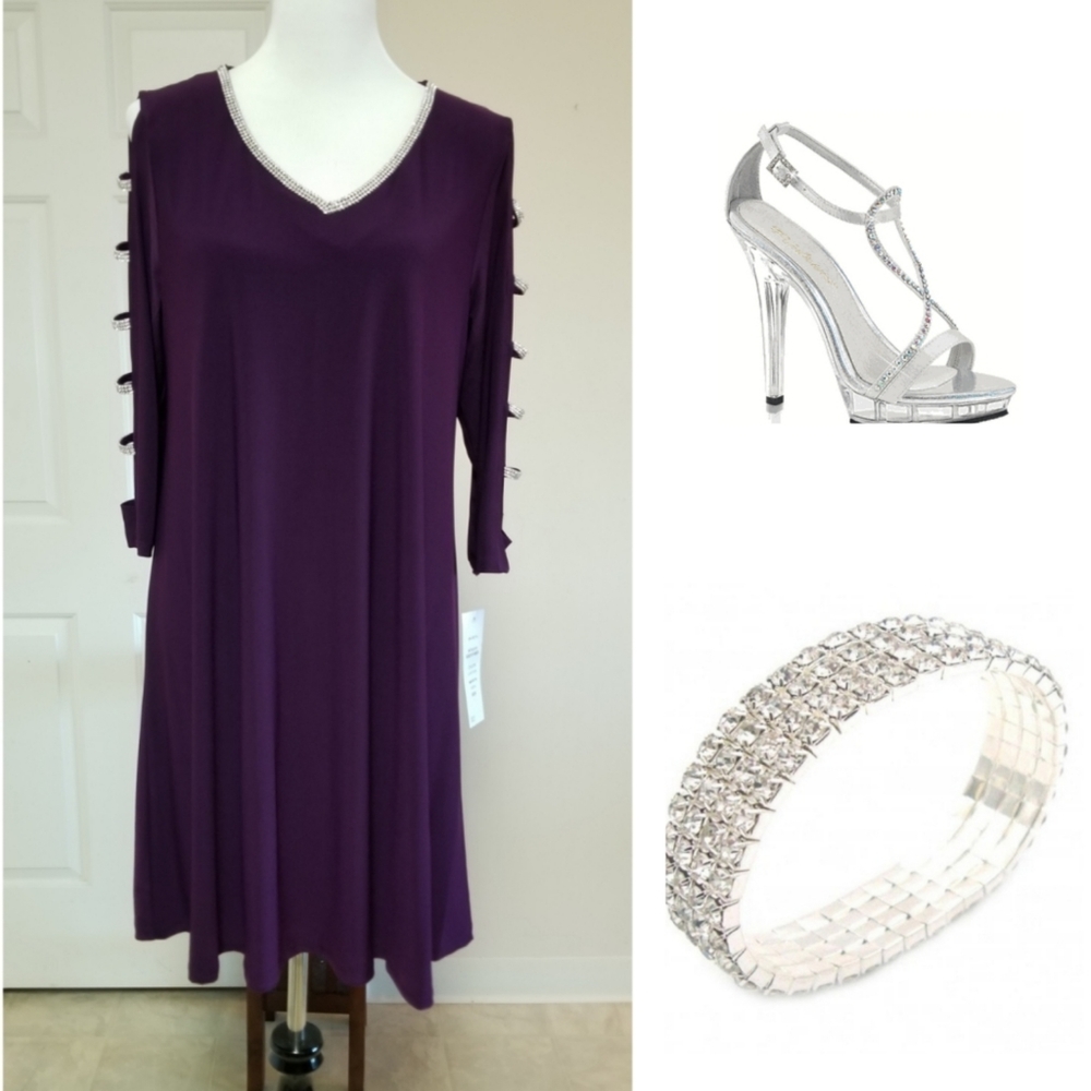 🆕️⬇️MSK Rhinestone Embellished Cutout Shift Dress